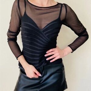 NWT! Vintage 2000’s JS Collections Black Fitted Formal Long Sleeve Top - Size 10